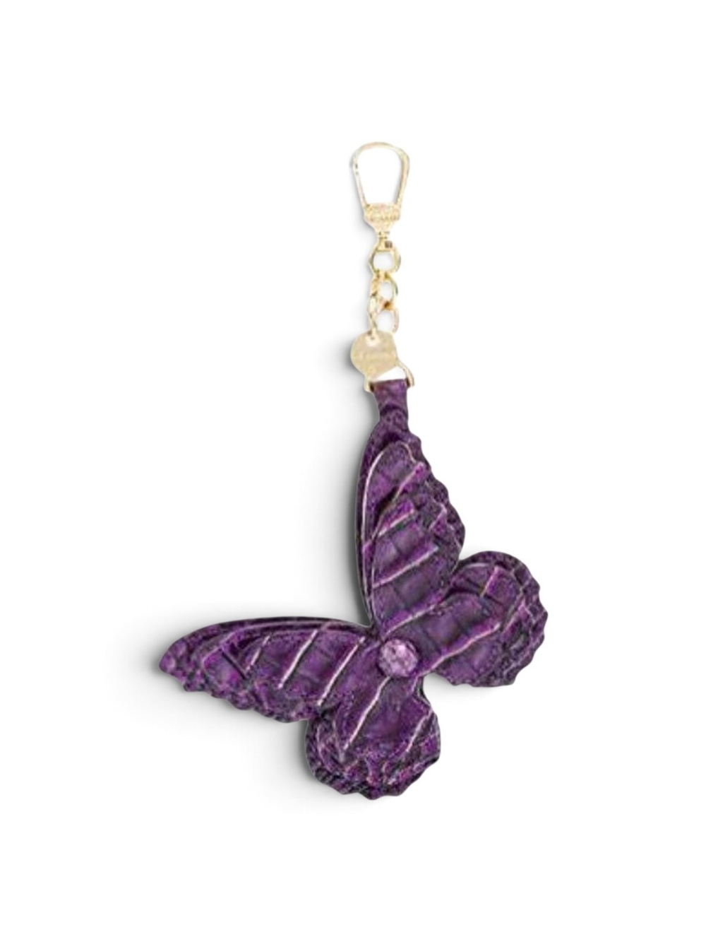 Brahmin Purple Butterfly Key & Card Holder with Gold Hardware